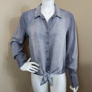 Cloth&Stone Gray Ombre Tencel Button Down Shirt Top~Size M